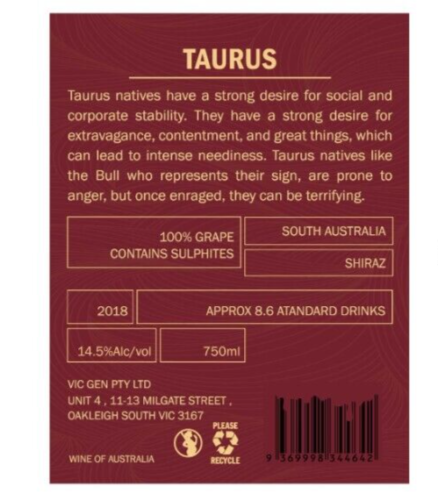 Taurus Shiraz 2019 - 2 Bottles