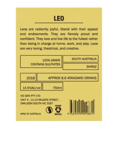 Leo Shiraz 2019 - 12 Bottles